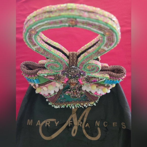 Mary Frances Vibrant Vintage Intricately Beaded Small Top Handle Dinner Purse - Picture 10 of 16